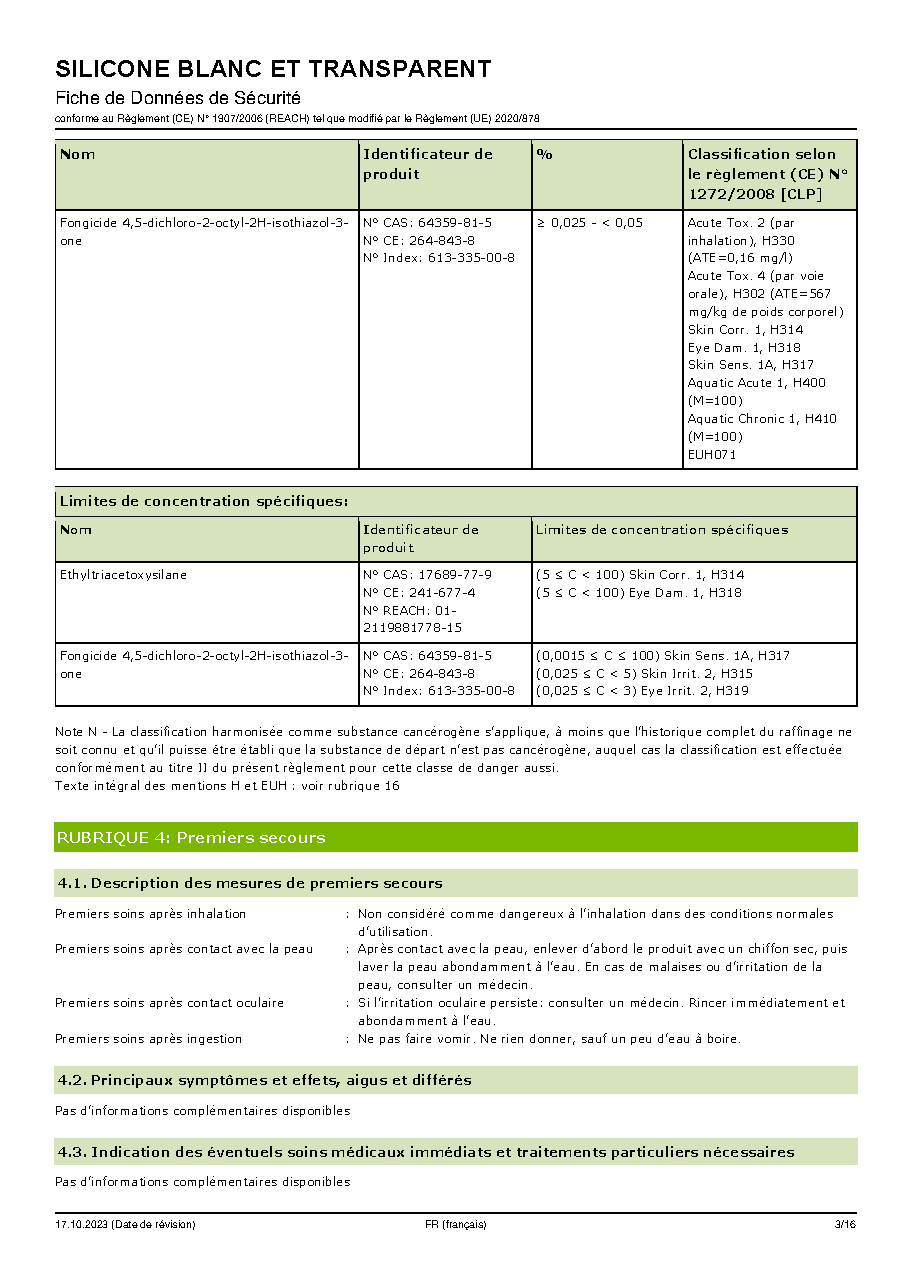 Fiche technique fournisseur
