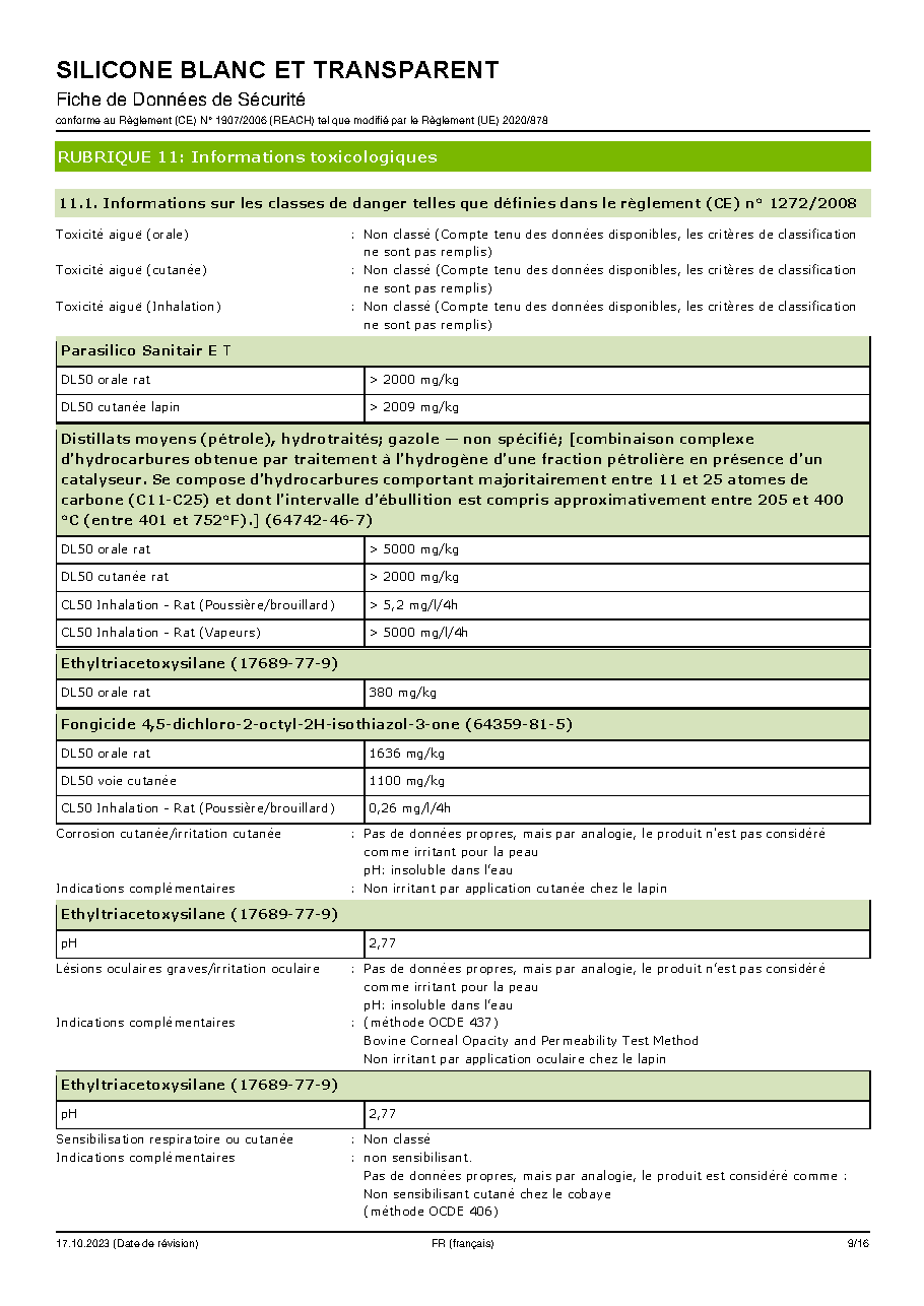 Fiche technique fournisseur