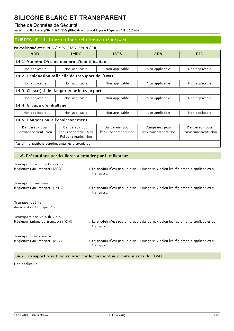 Fiche technique fournisseur