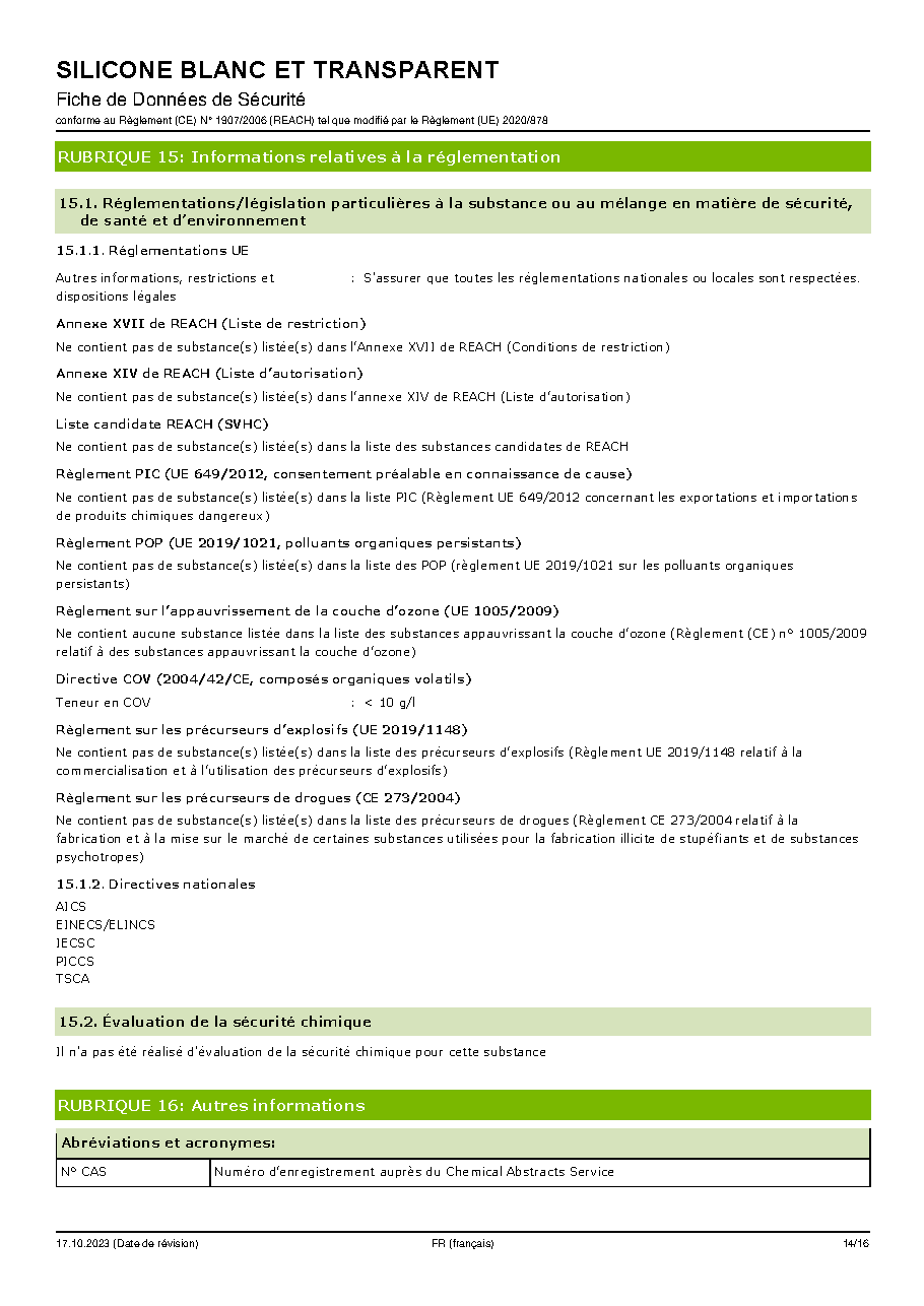Fiche technique fournisseur