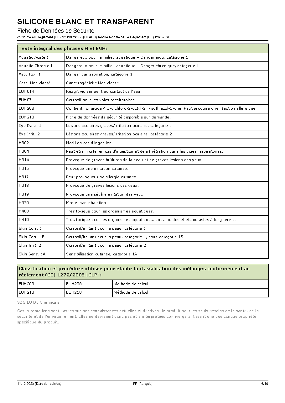 Fiche technique fournisseur
