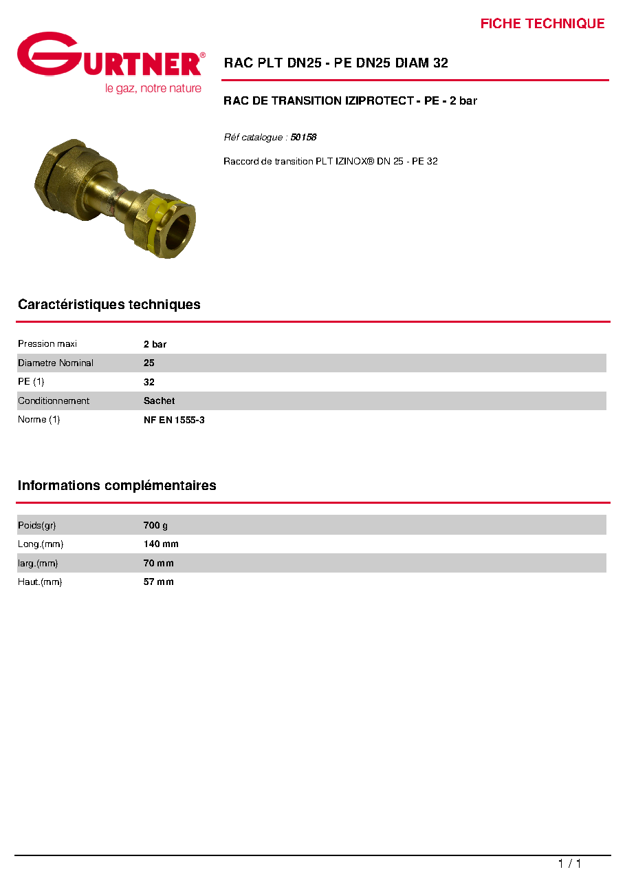 Fiche technique fournisseur