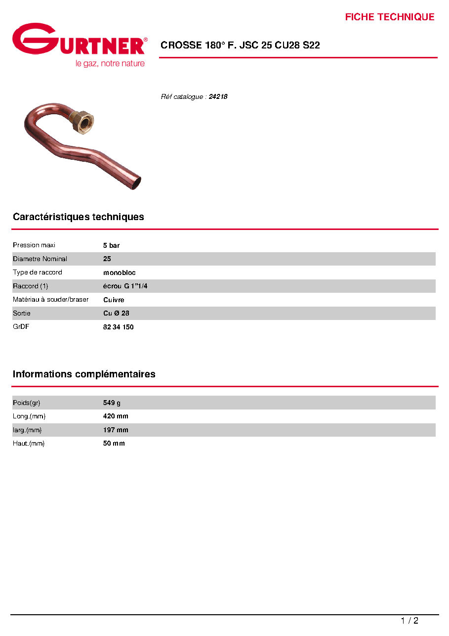 Fiche technique fournisseur