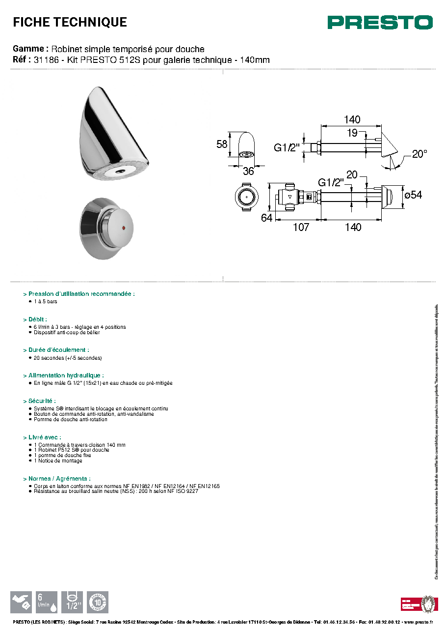 Fiche technique fournisseur