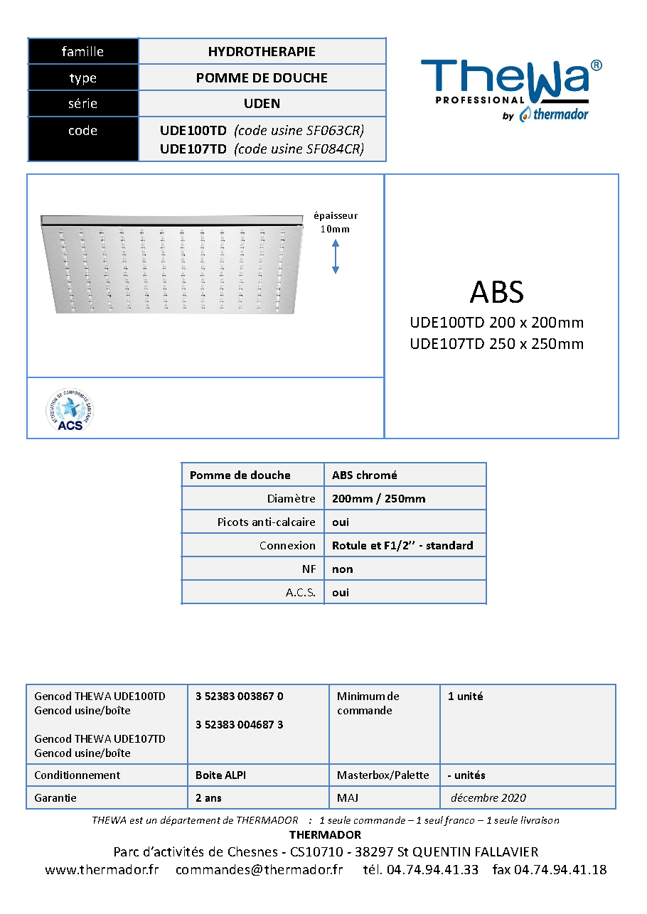 Fiche technique fournisseur