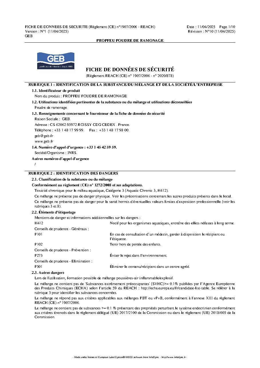 Fiche technique fournisseur