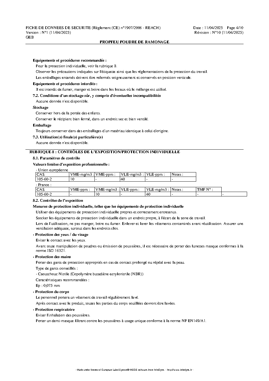 Fiche technique fournisseur