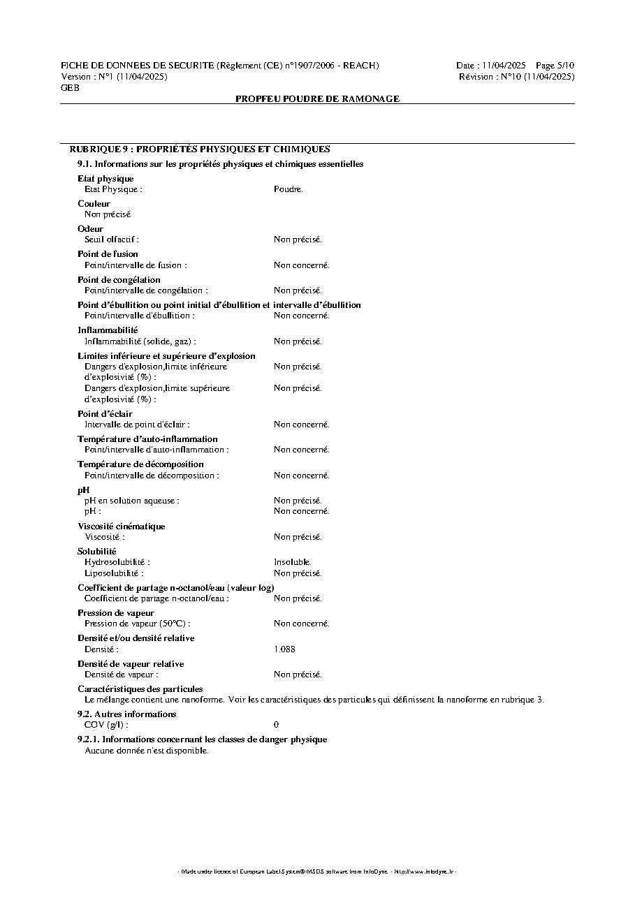 Fiche technique fournisseur