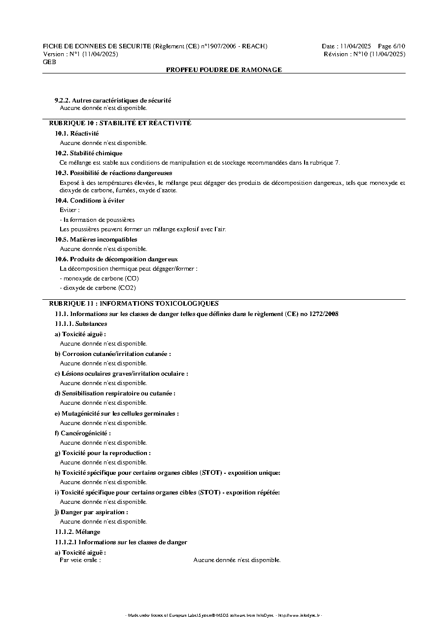 Fiche technique fournisseur