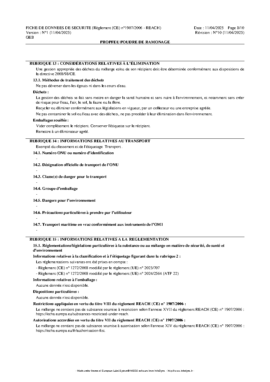 Fiche technique fournisseur