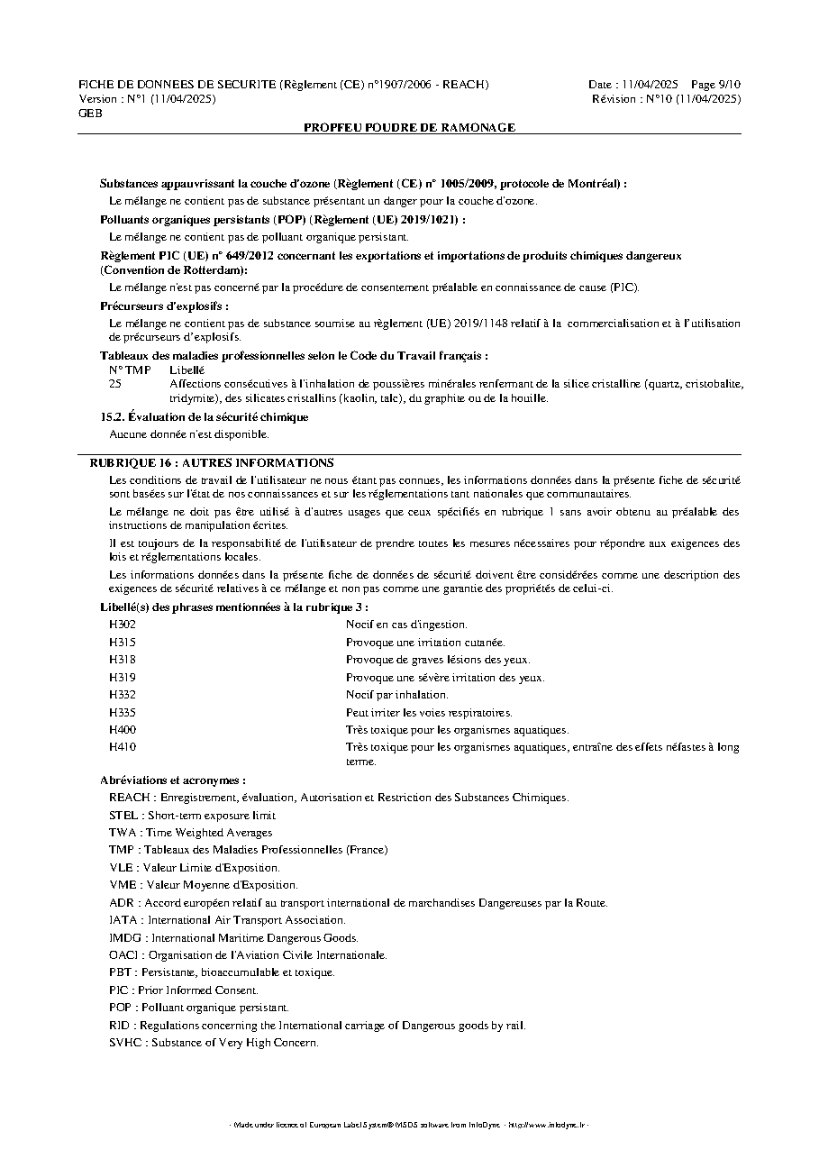 Fiche technique fournisseur