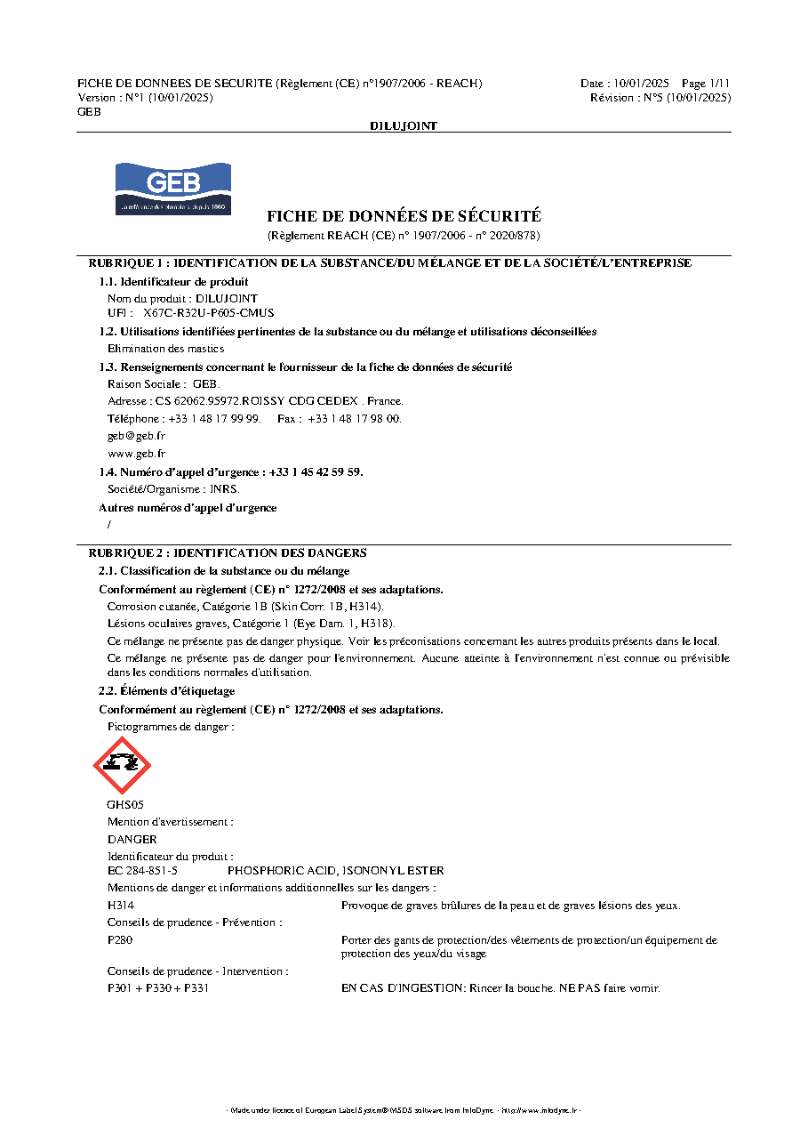 Fiche technique fournisseur