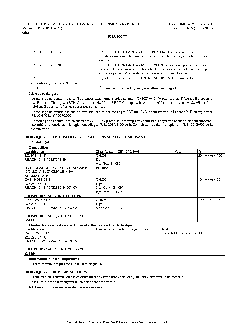 Fiche technique fournisseur