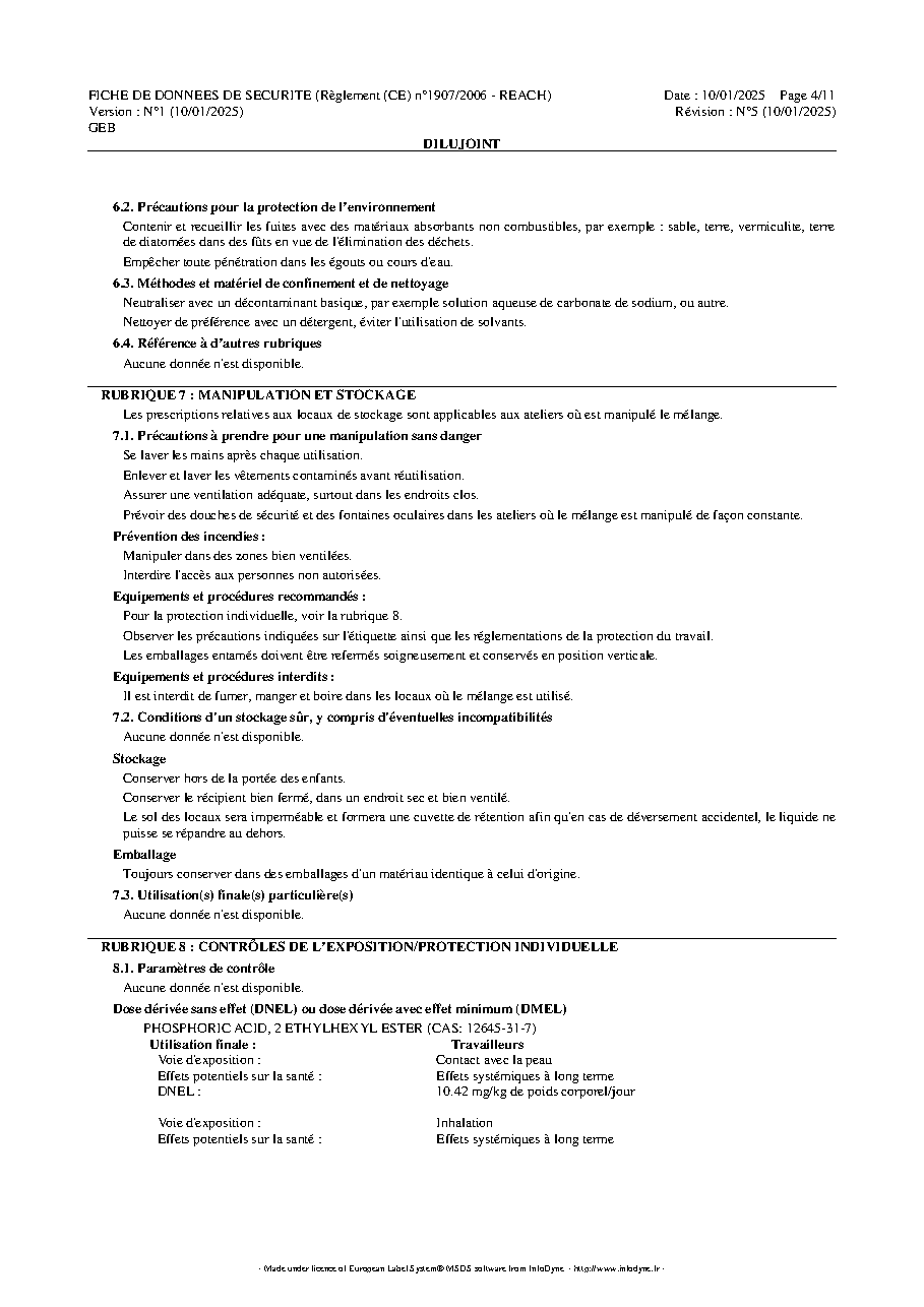 Fiche technique fournisseur