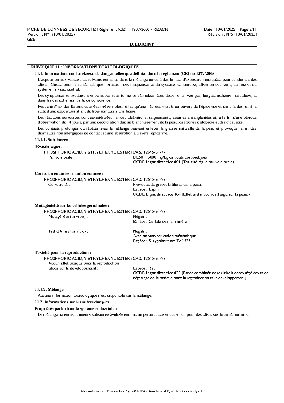 Fiche technique fournisseur