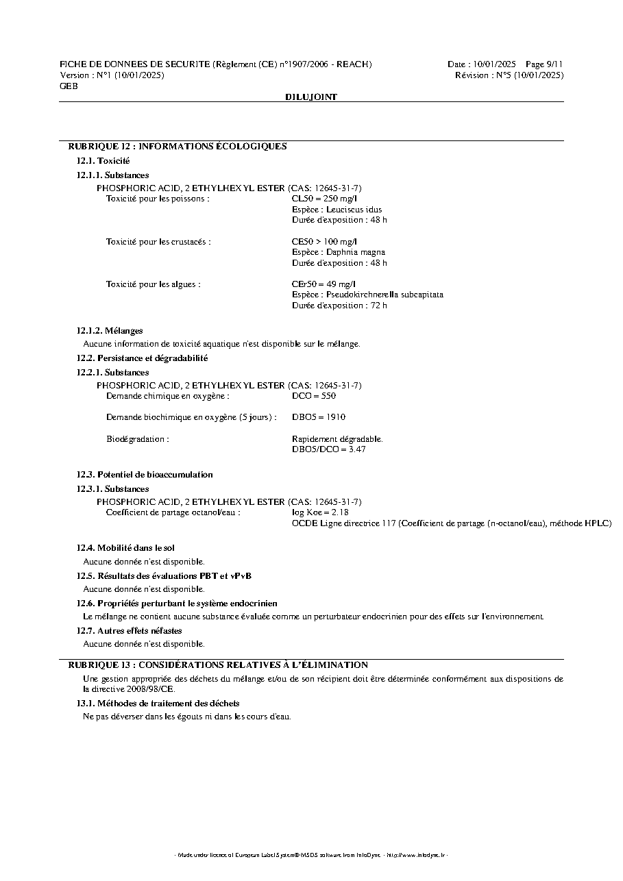 Fiche technique fournisseur