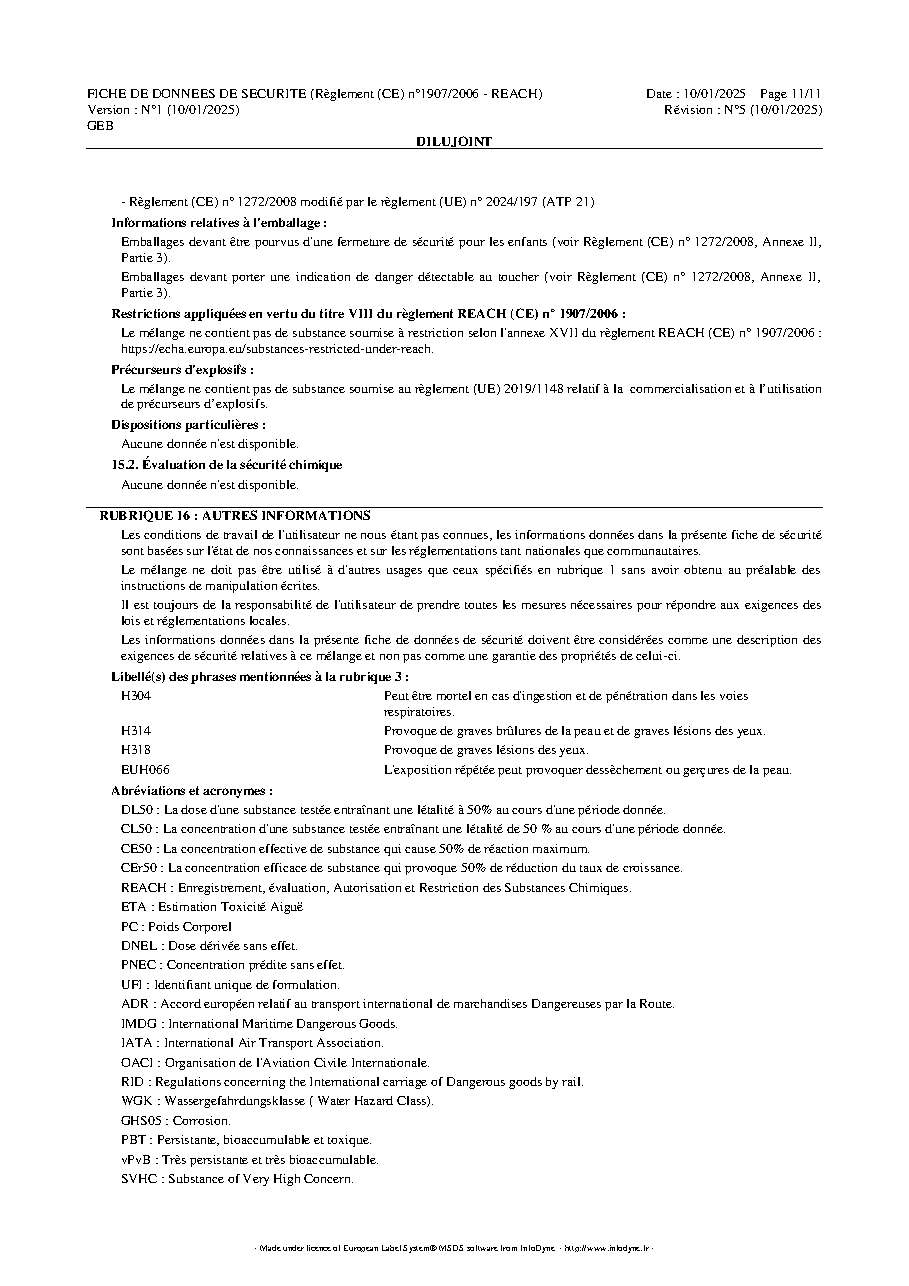 Fiche technique fournisseur