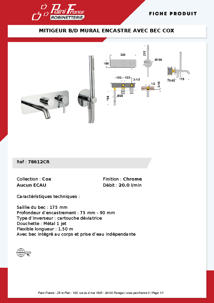 Fiche technique fournisseur