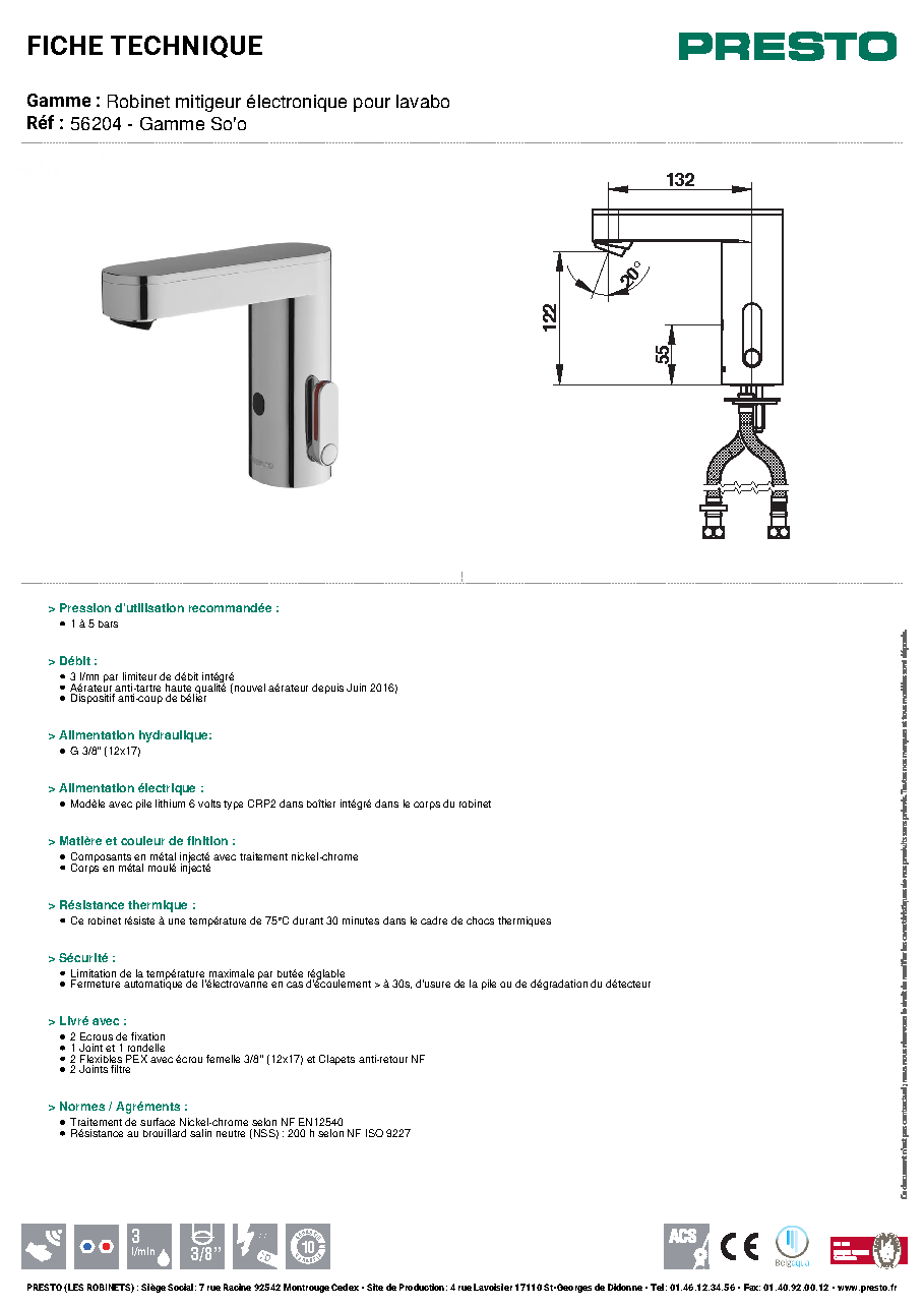 Fiche technique fournisseur