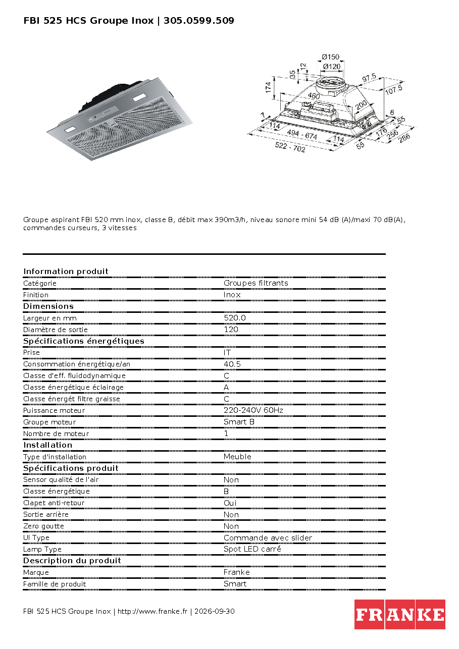 Fiche technique fournisseur