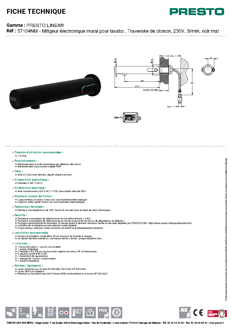 Fiche technique fournisseur