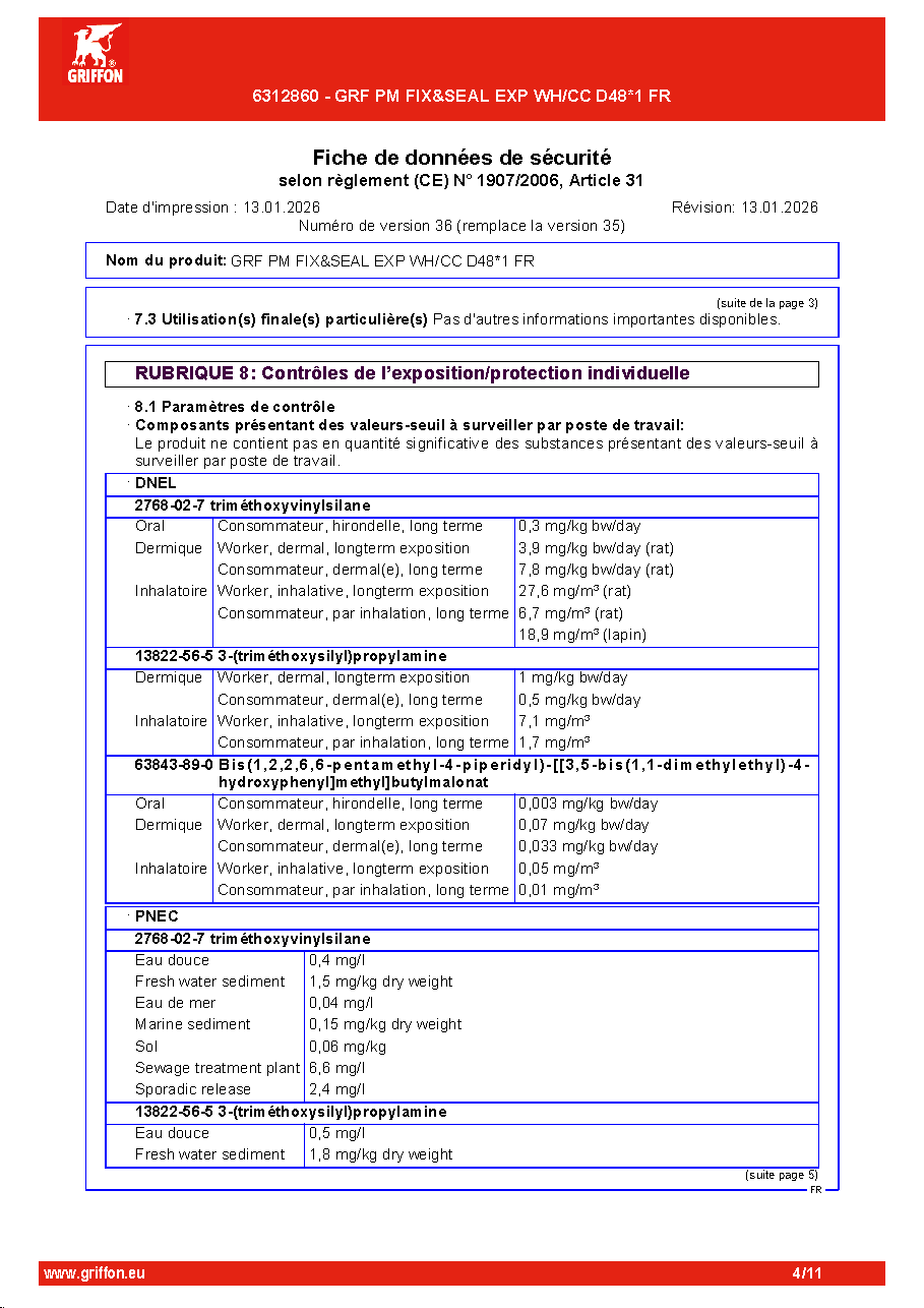 Fiche technique fournisseur