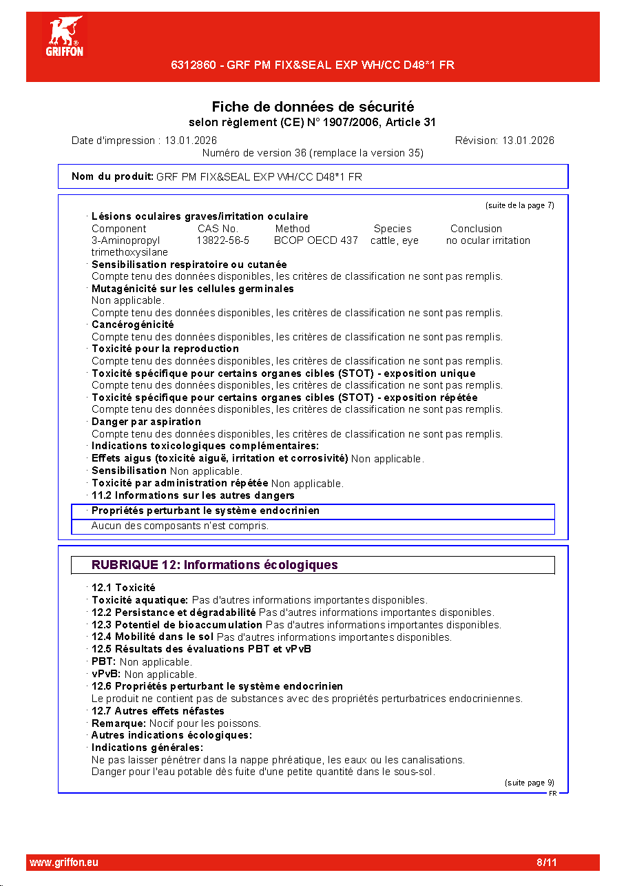 Fiche technique fournisseur