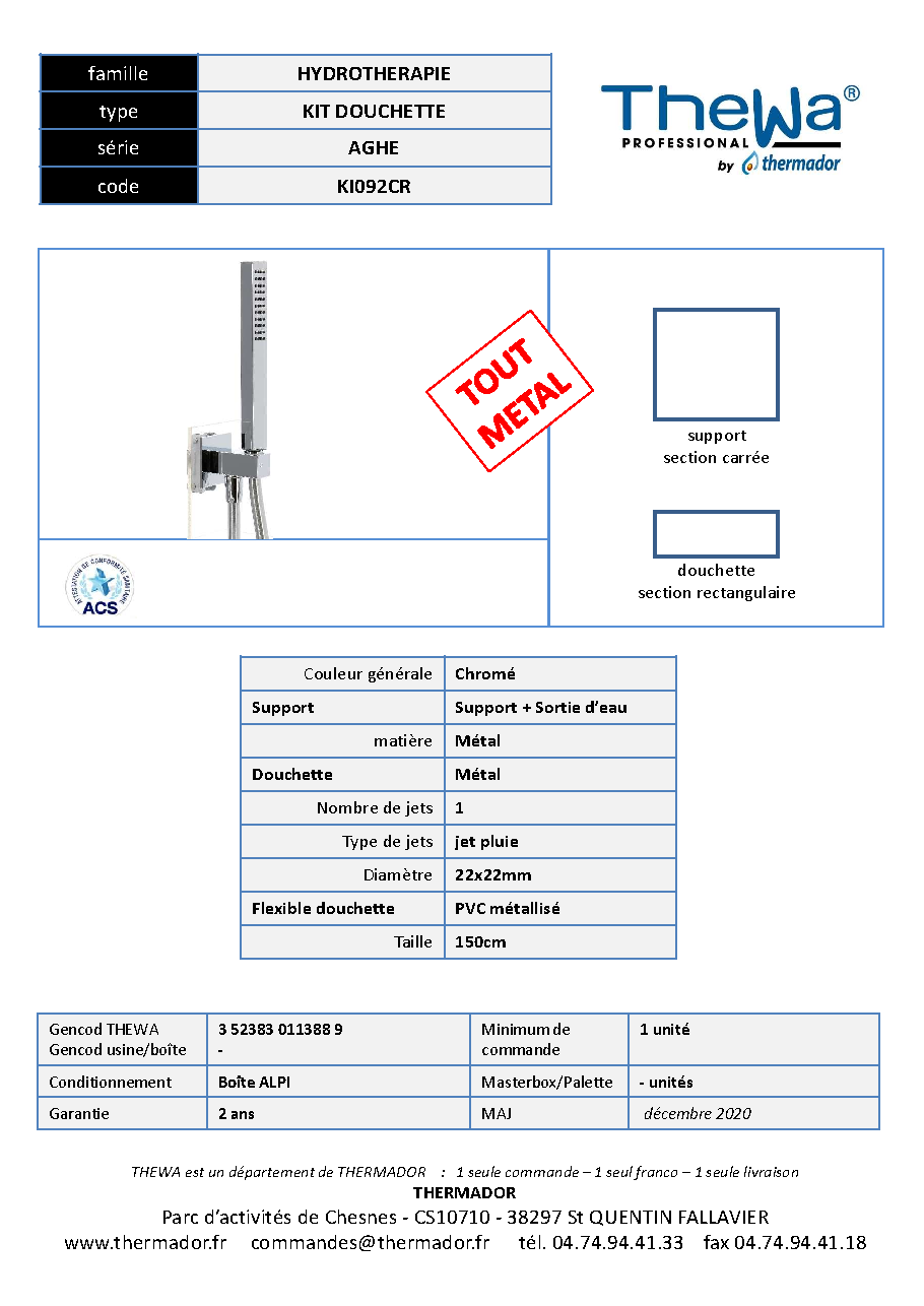 Fiche technique fournisseur