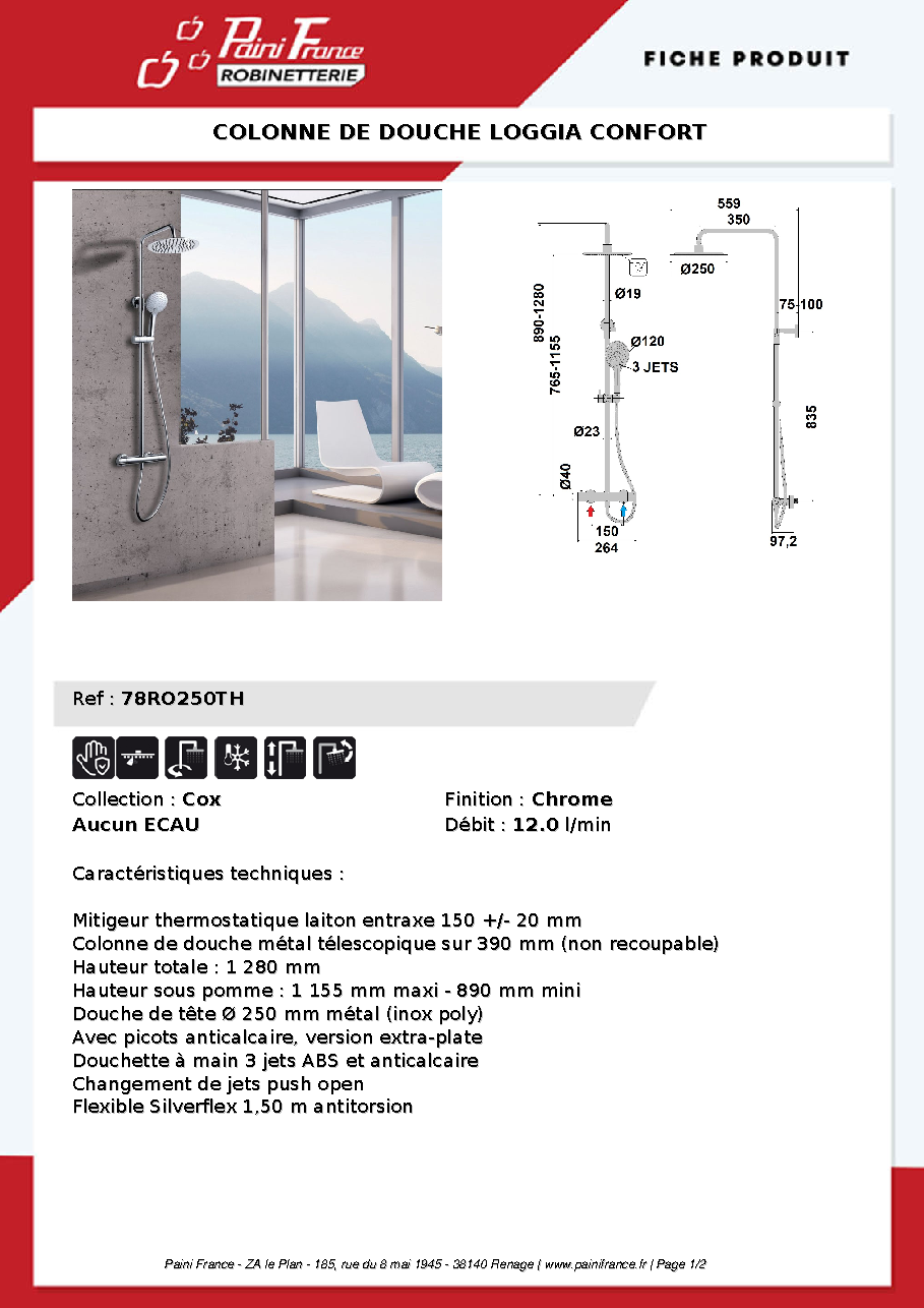 Fiche technique fournisseur