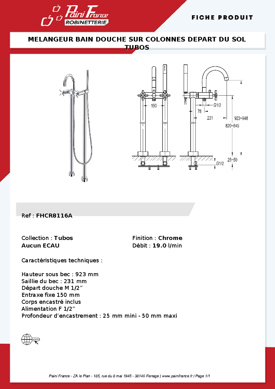 Fiche technique fournisseur