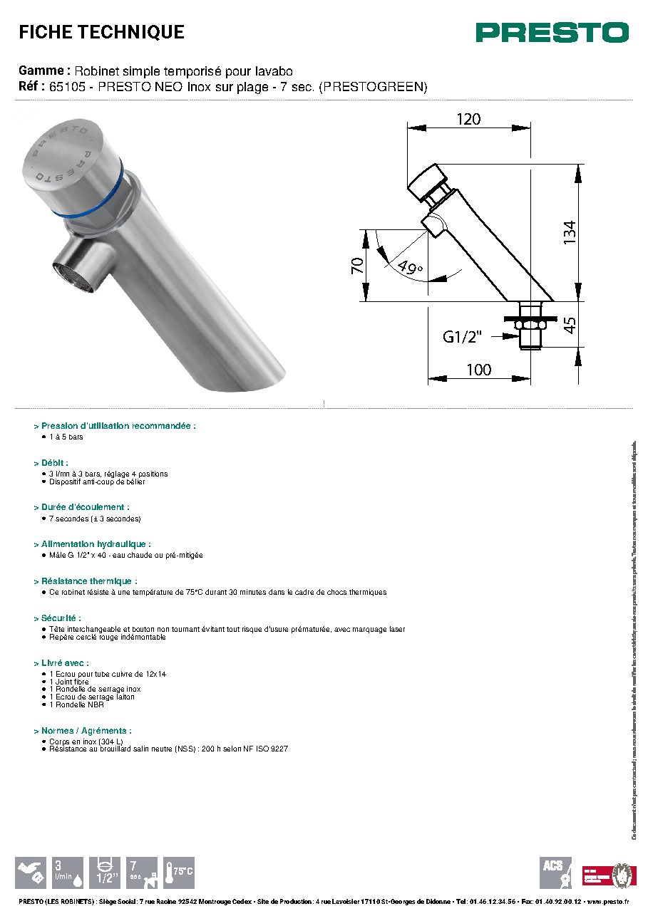 Fiche technique fournisseur