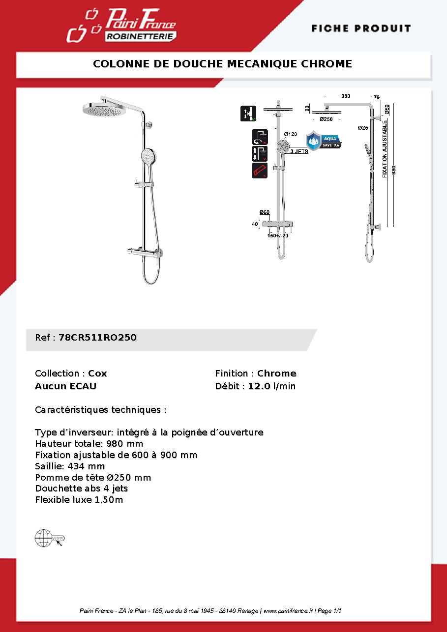 Fiche technique fournisseur