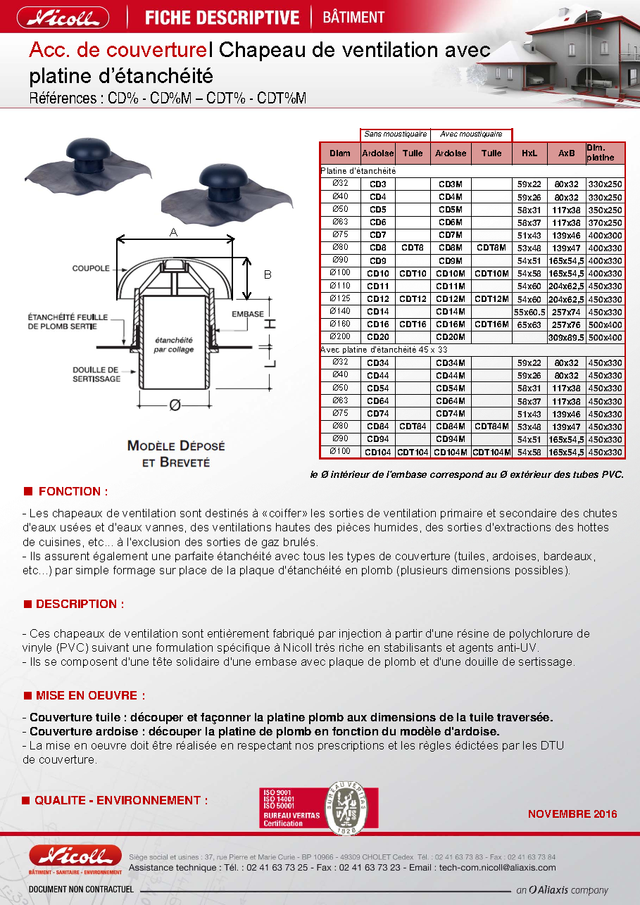 Fiche technique fournisseur
