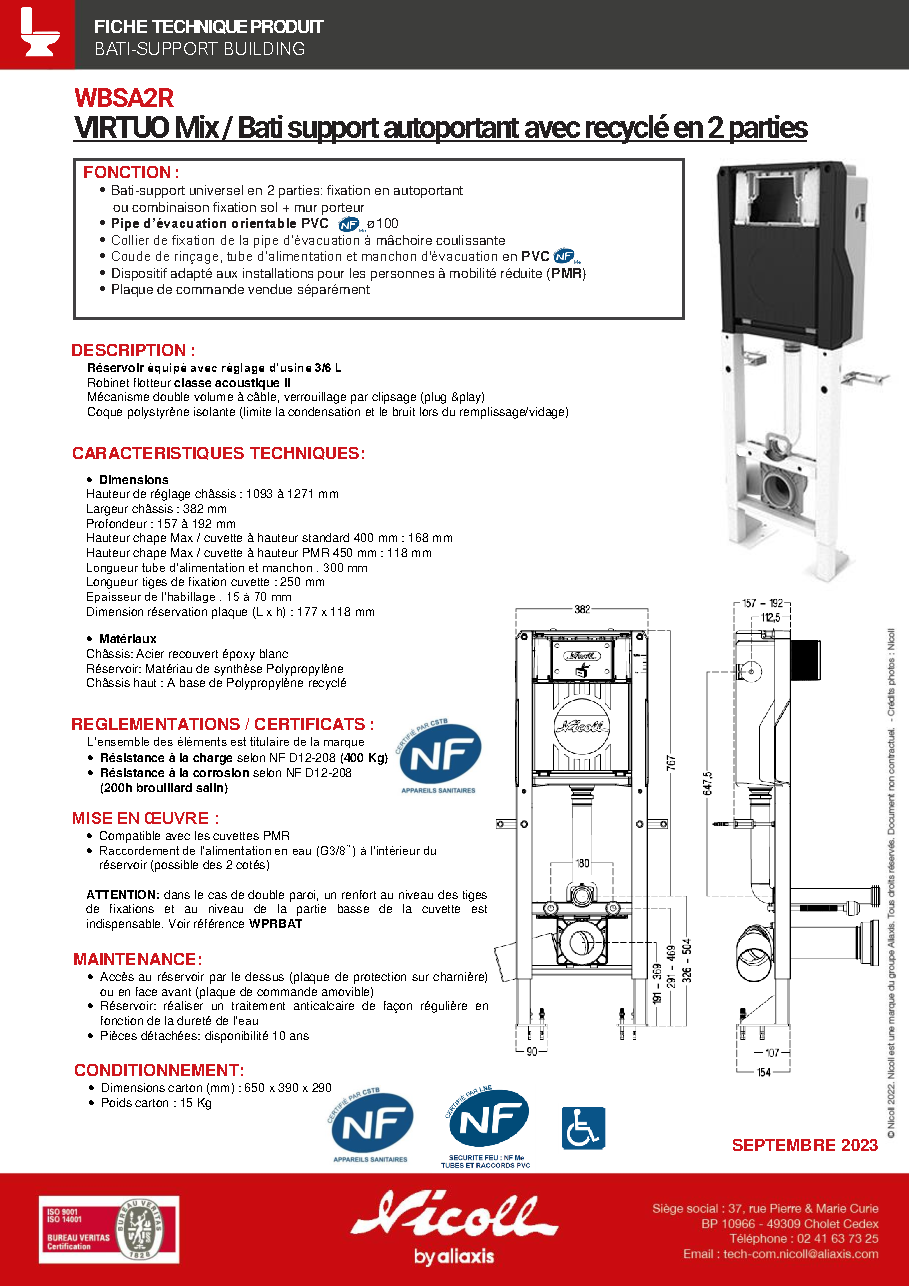 Fiche technique fournisseur