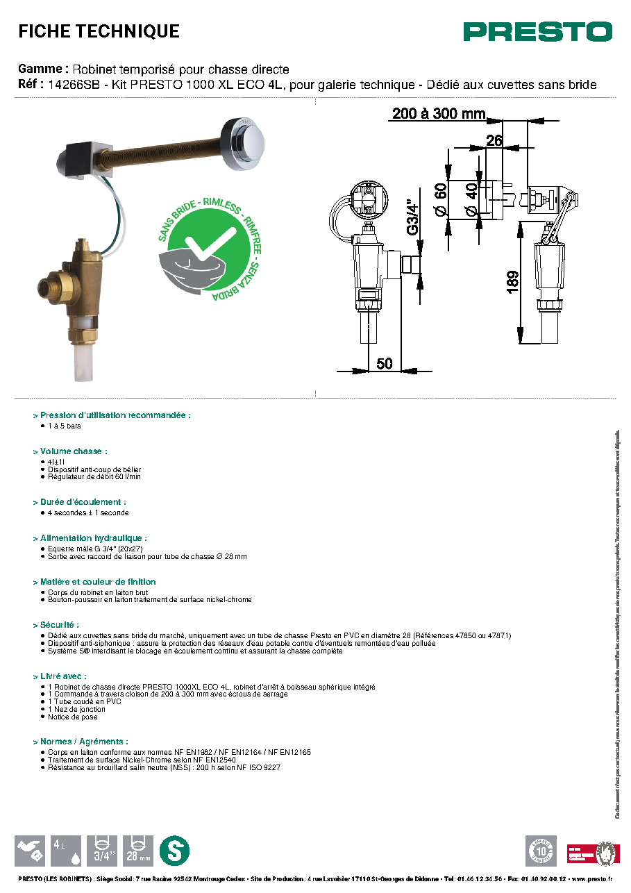 Fiche technique fournisseur