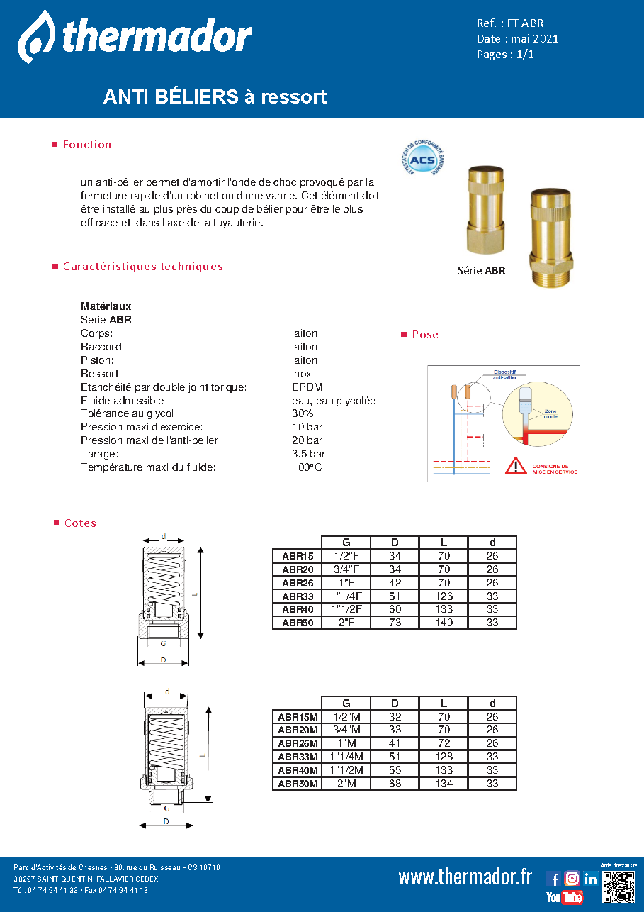 Fiche technique fournisseur