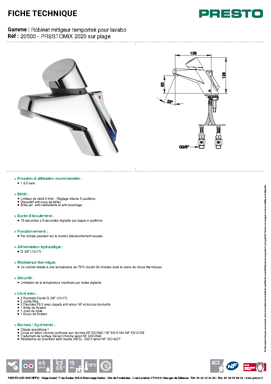 Fiche technique fournisseur