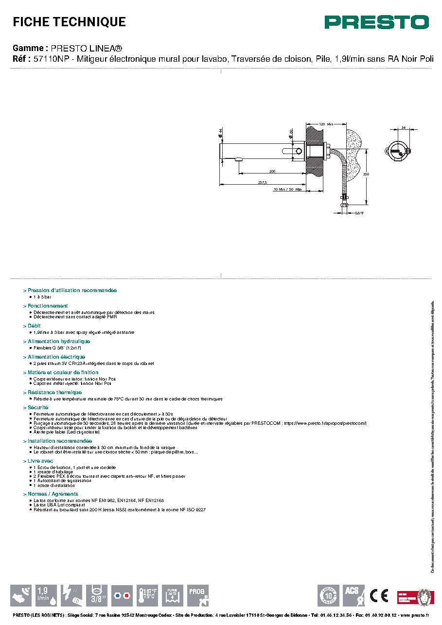 Fiche technique fournisseur