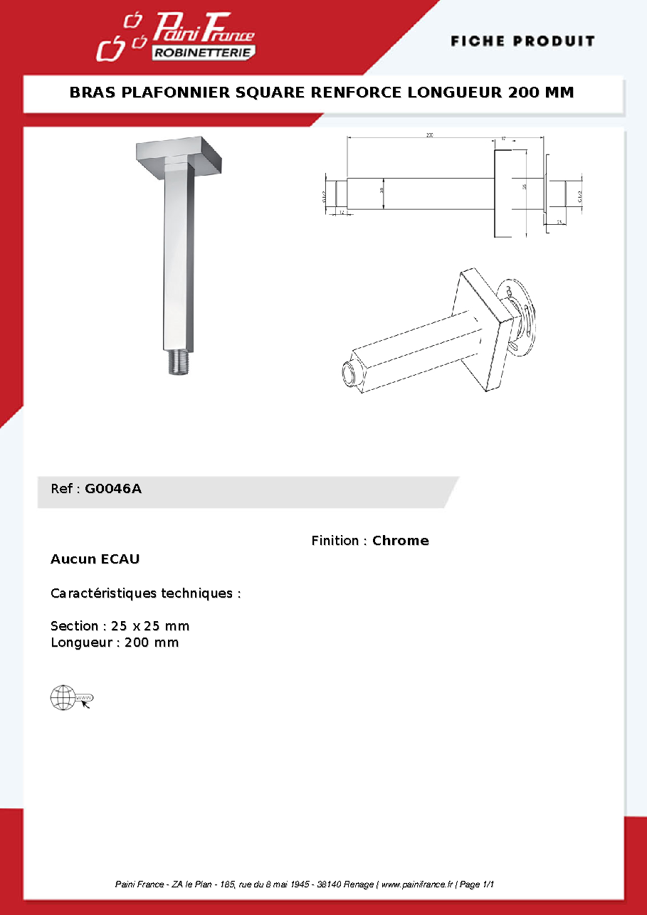 Fiche technique fournisseur