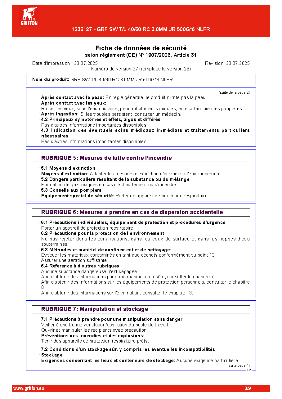 Fiche technique fournisseur