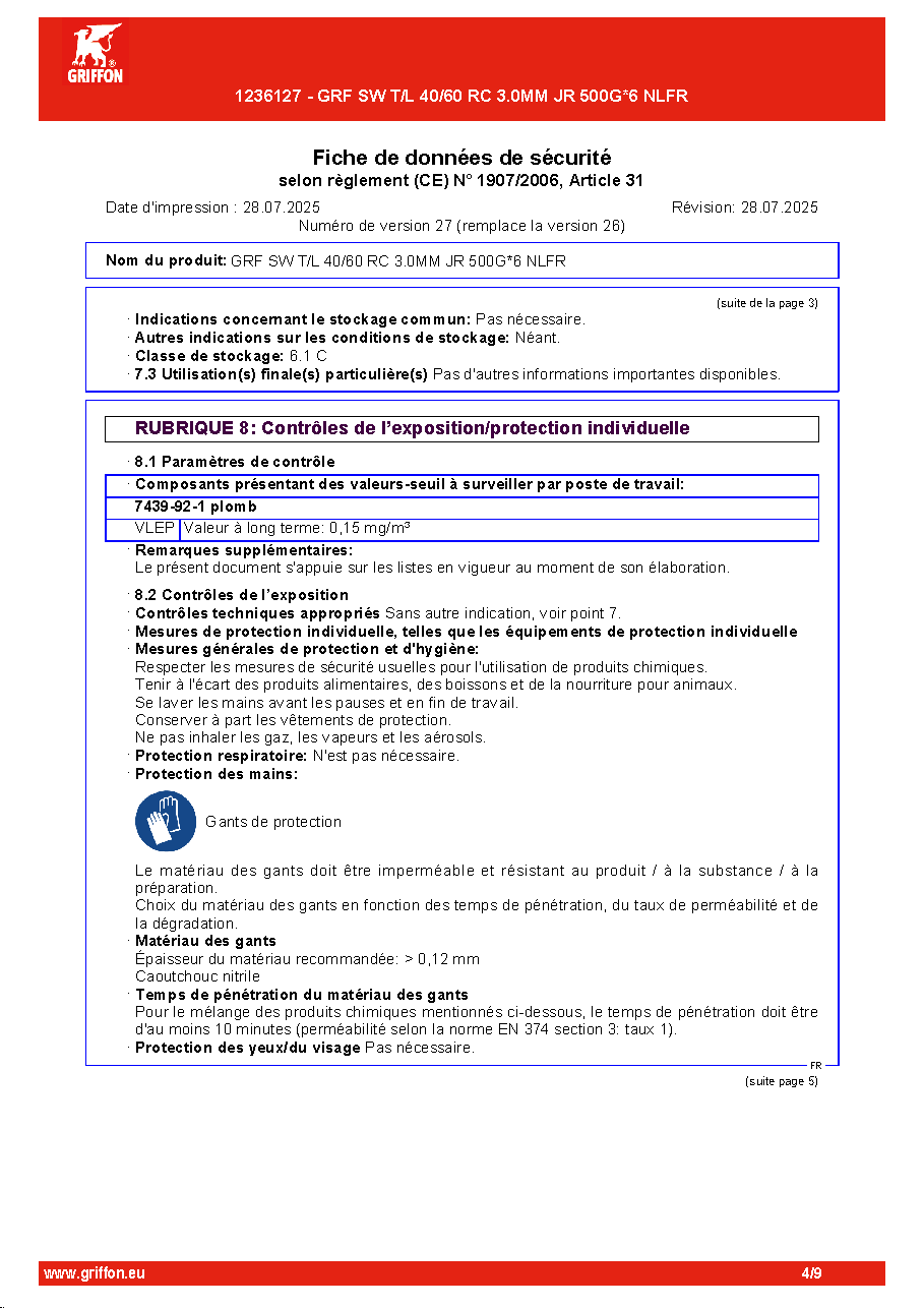 Fiche technique fournisseur