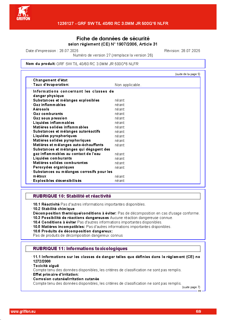 Fiche technique fournisseur