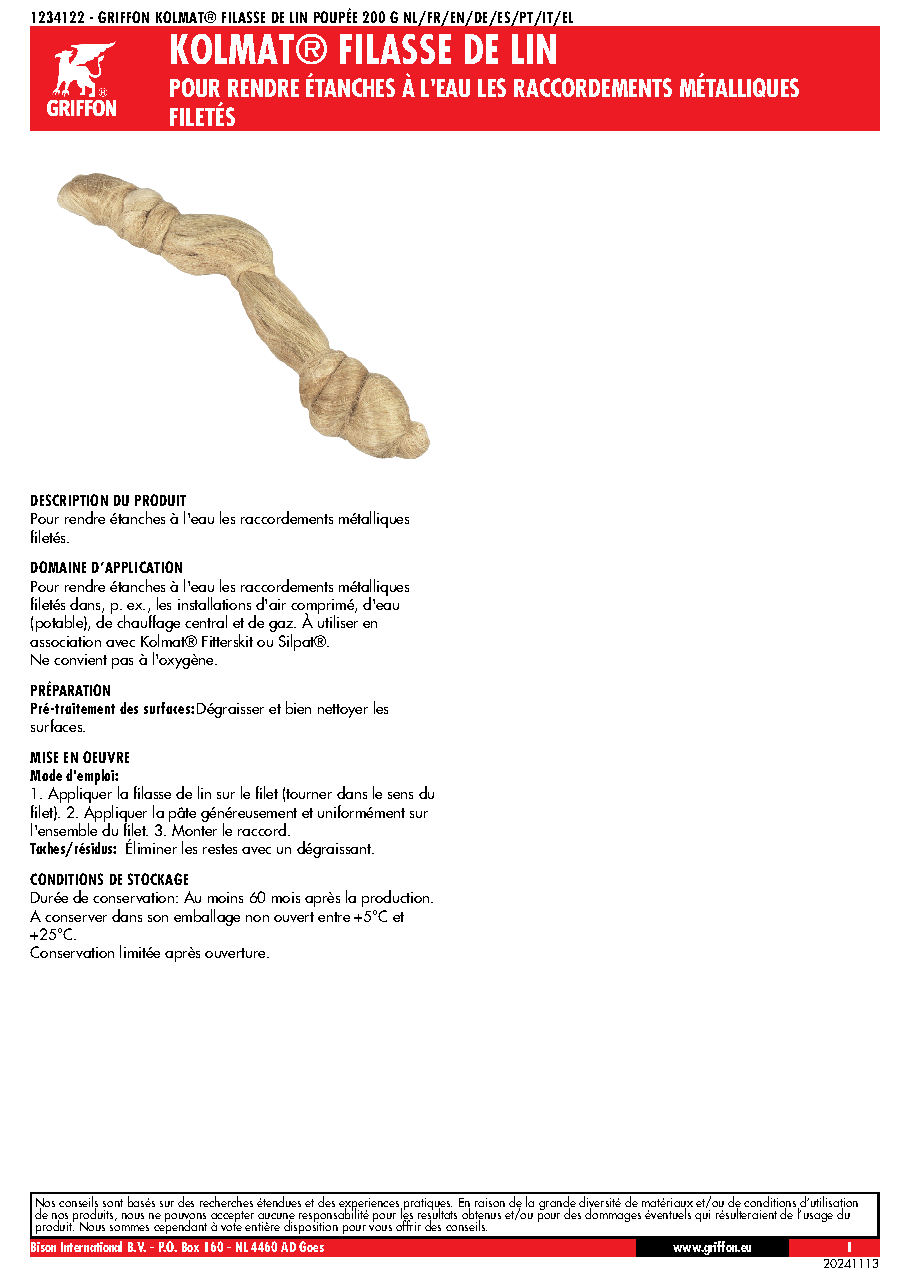 Fiche technique fournisseur