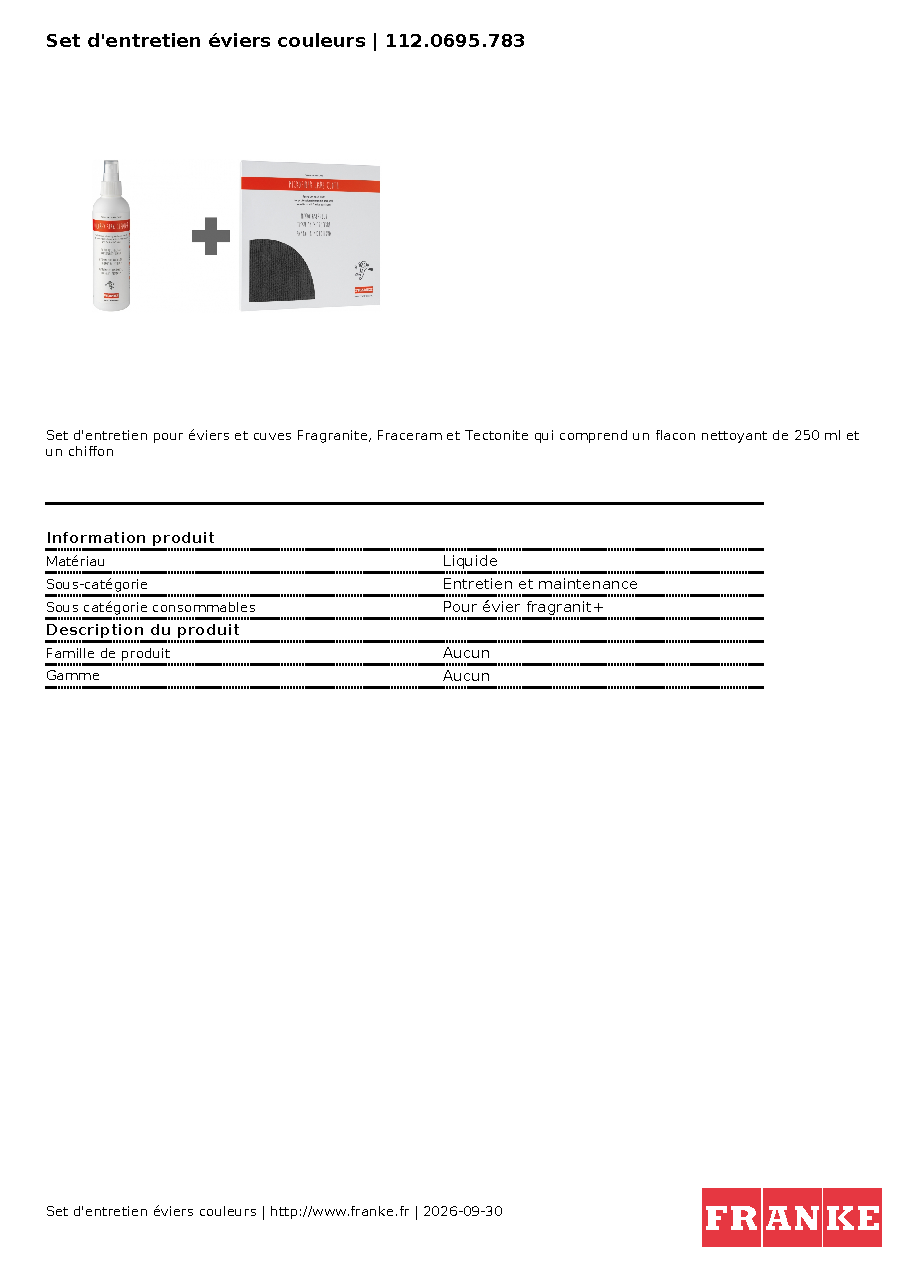 Fiche technique fournisseur