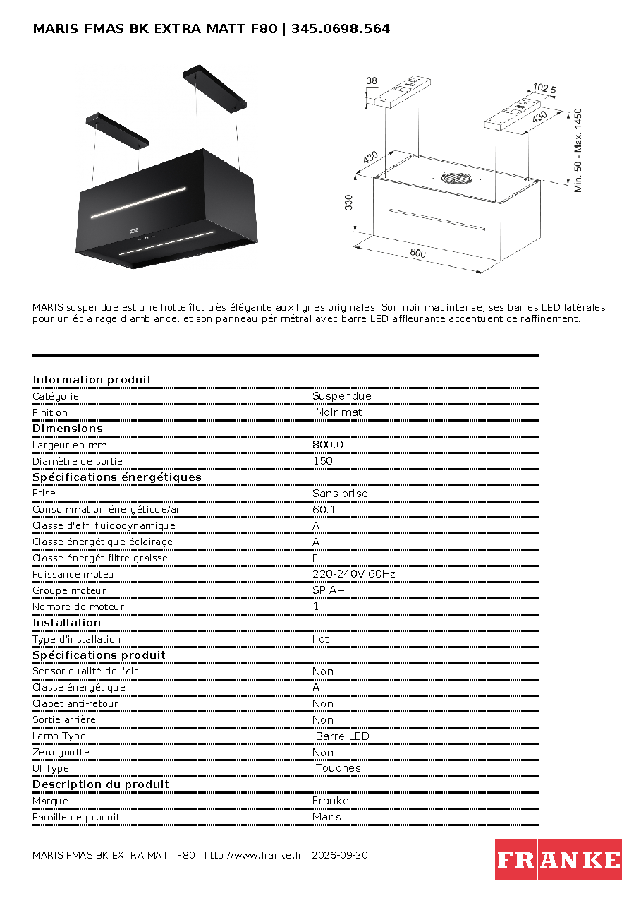 Fiche technique fournisseur