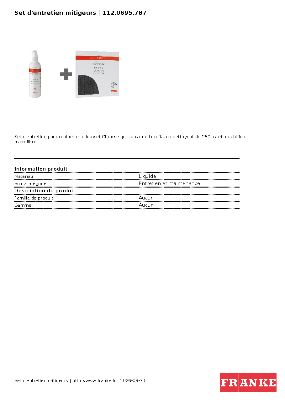 Fiche technique fournisseur