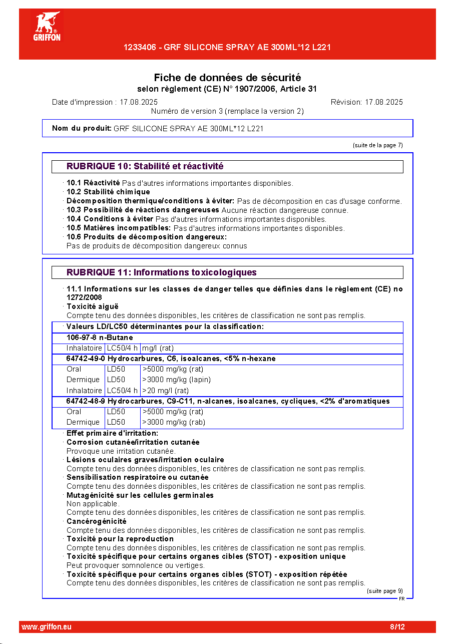Fiche technique fournisseur