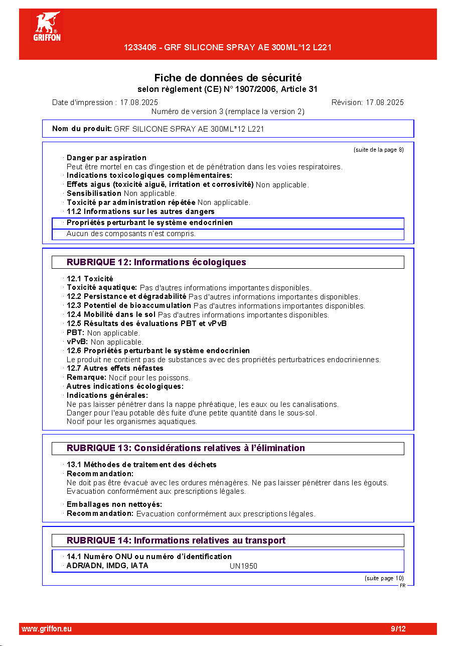 Fiche technique fournisseur