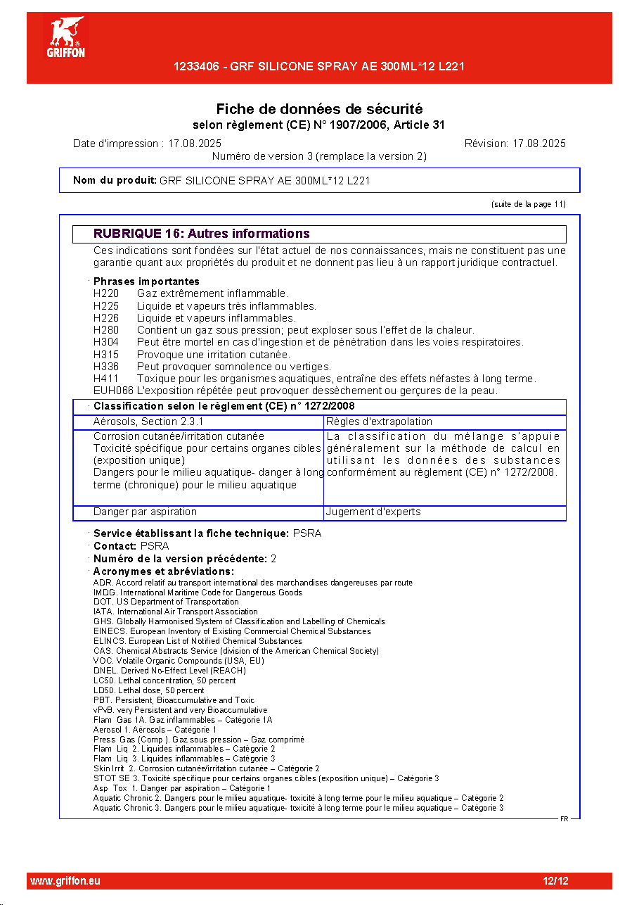 Fiche technique fournisseur