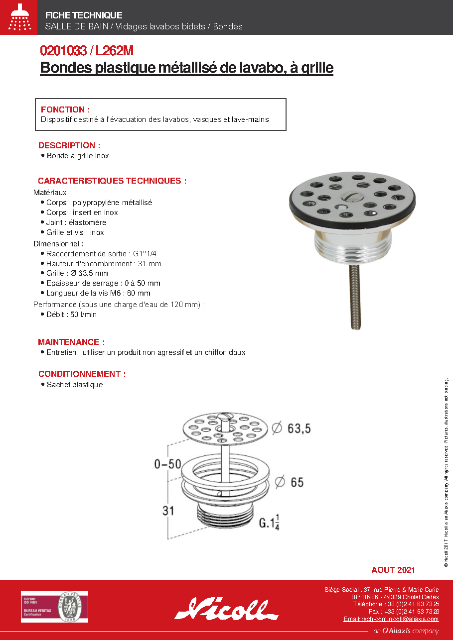 Fiche technique fournisseur